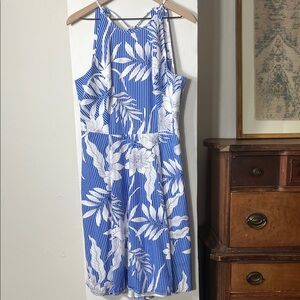 Maggy London Blue and White Dress